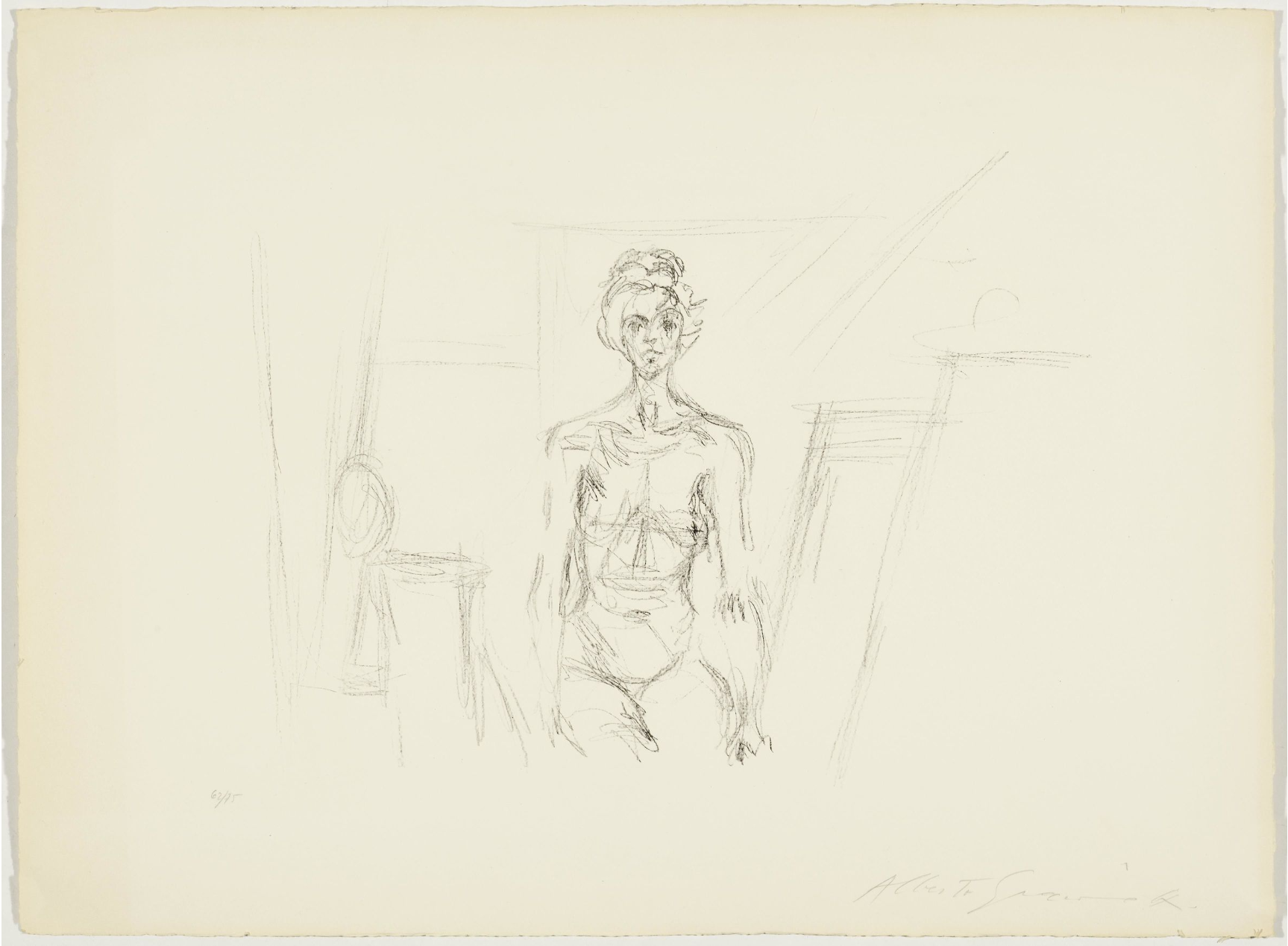 Alberto Giacometti - Lithograph - Nude - 1960s - Original Print - Iconic - Swiss Artist