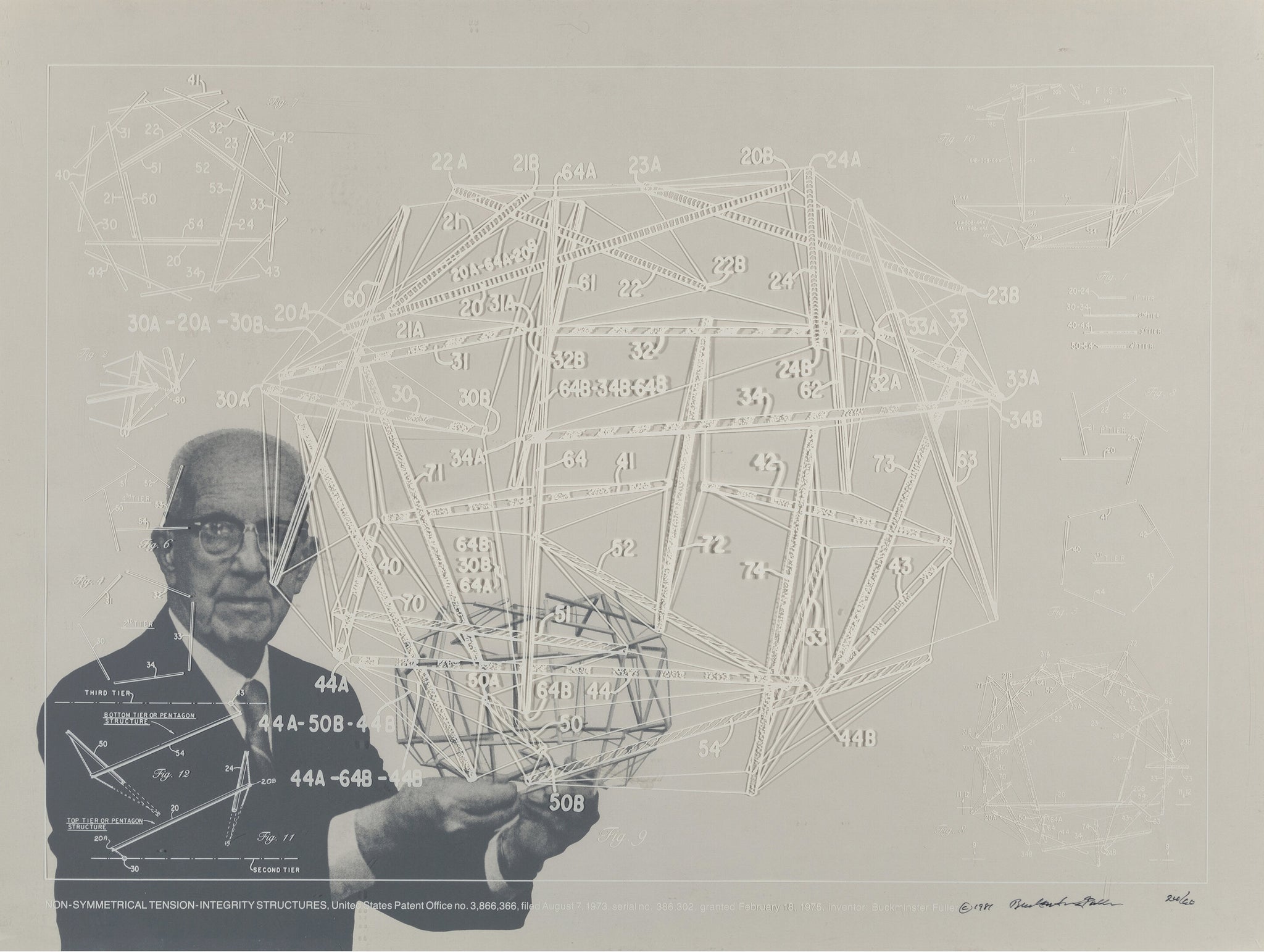 Buckminster-Fuller - Art in Architecture - RIAS - 1980s - Edinburgh Gallery - Original Prints - Contemporary & Modern Art