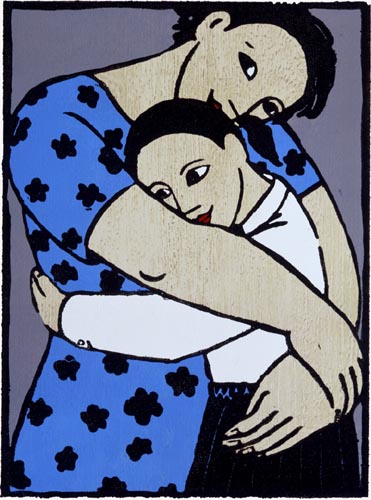 Anita Klein - Cuddles  with Maia - Gallery Ten - Original Print